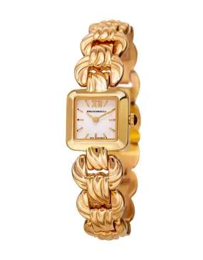 Bruno Magli Womens Mira Petite Square - Gold-Tone- Bracelet Strap - White Dial