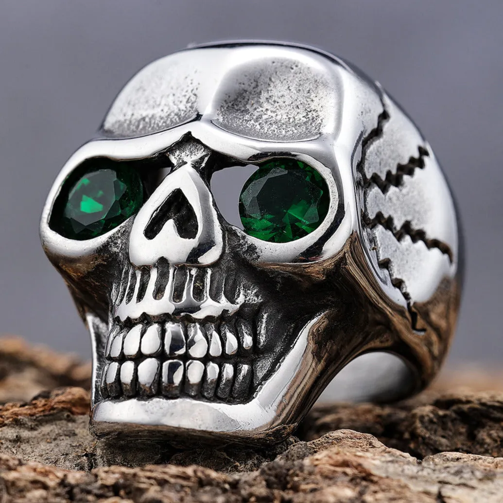 Captain Jack's Green Eye Skull Ring - R22