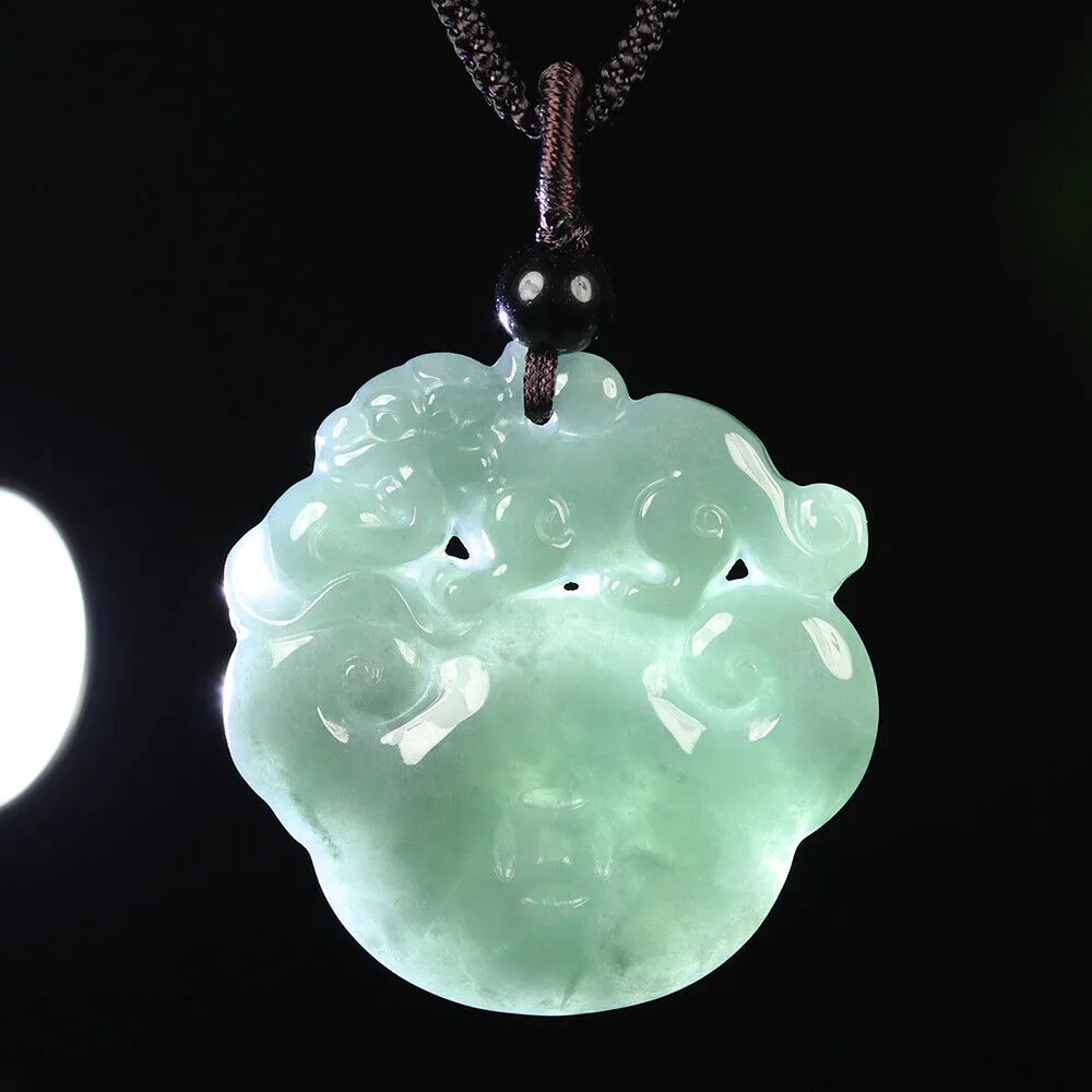 Certified Grade A Oil Green Natural Jadeite Jade Pendant Dragon Burma Jade 15