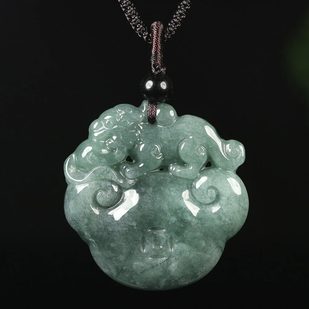 Certified Grade A Oil Green Natural Jadeite Jade Pendant Dragon Burma Jade 15