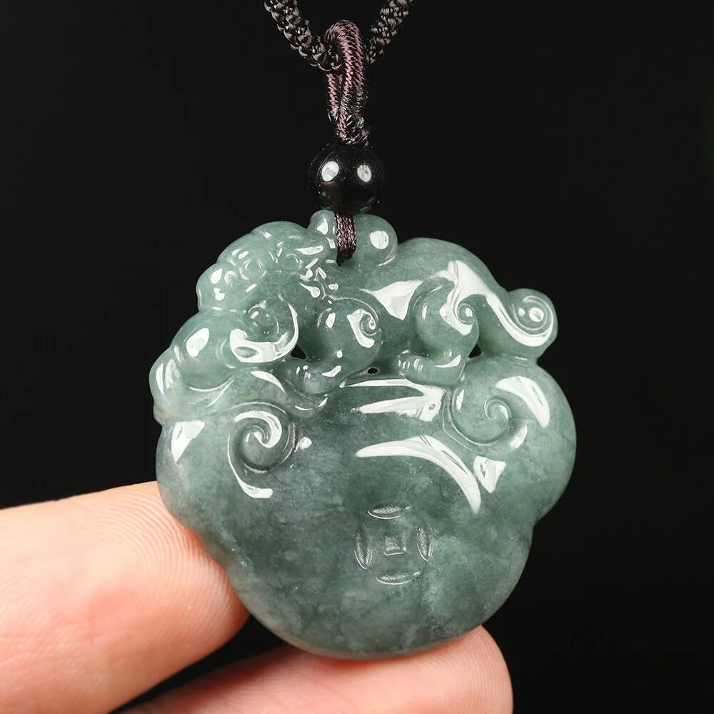 Certified Grade A Oil Green Natural Jadeite Jade Pendant Dragon Burma Jade 15