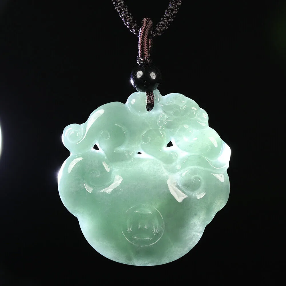 Certified Grade A Oil Green Natural Jadeite Jade Pendant Dragon Burma Jade 15