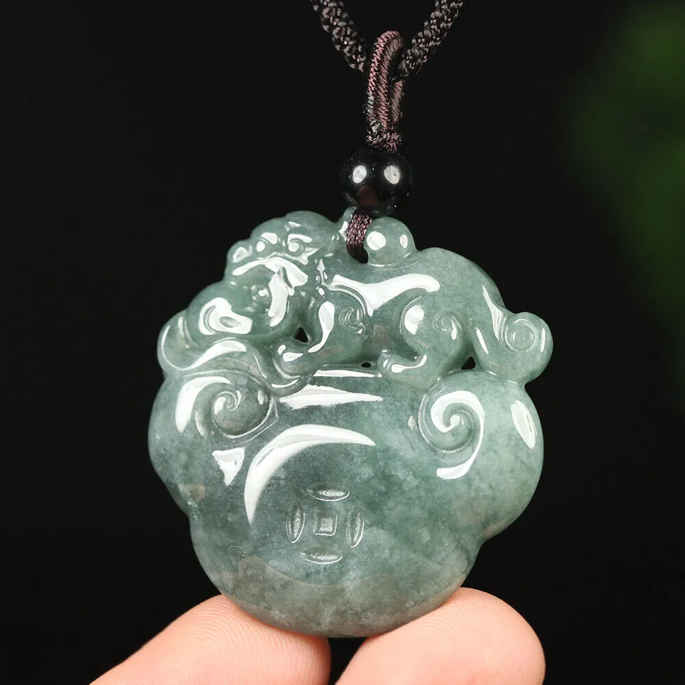 Certified Grade A Oil Green Natural Jadeite Jade Pendant Dragon Burma Jade 15