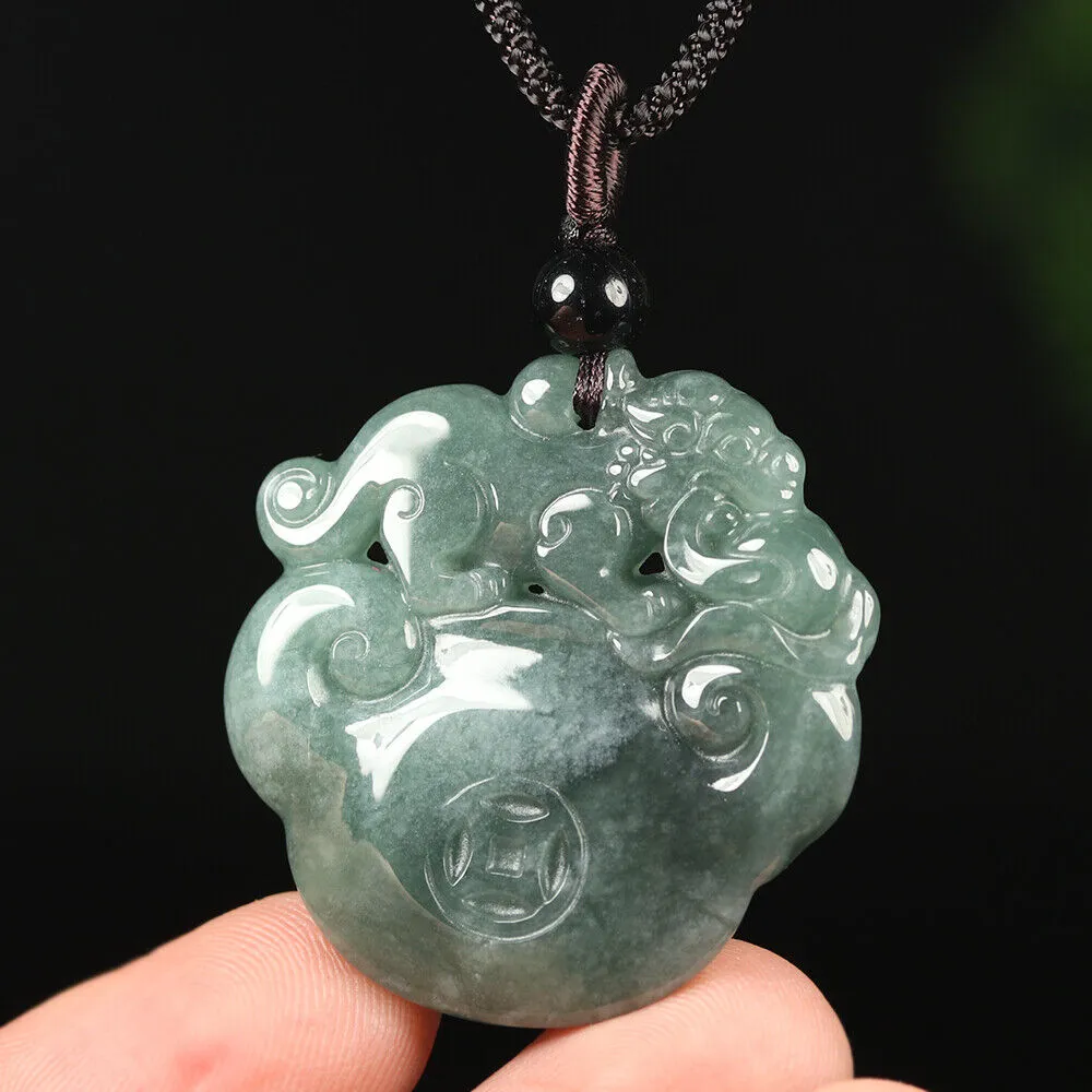 Certified Grade A Oil Green Natural Jadeite Jade Pendant Dragon Burma Jade 15