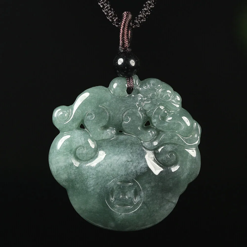 Certified Grade A Oil Green Natural Jadeite Jade Pendant Dragon Burma Jade 15