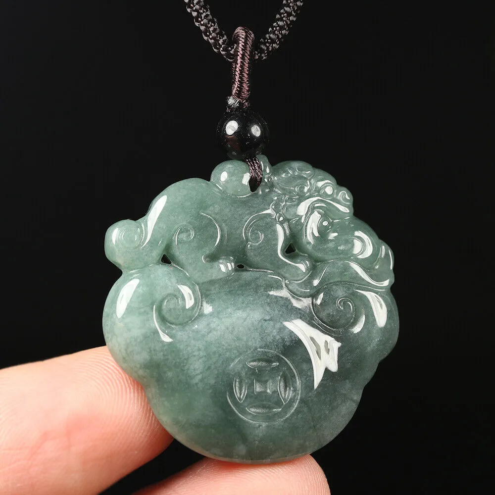 Certified Grade A Oil Green Natural Jadeite Jade Pendant Dragon Burma Jade 15