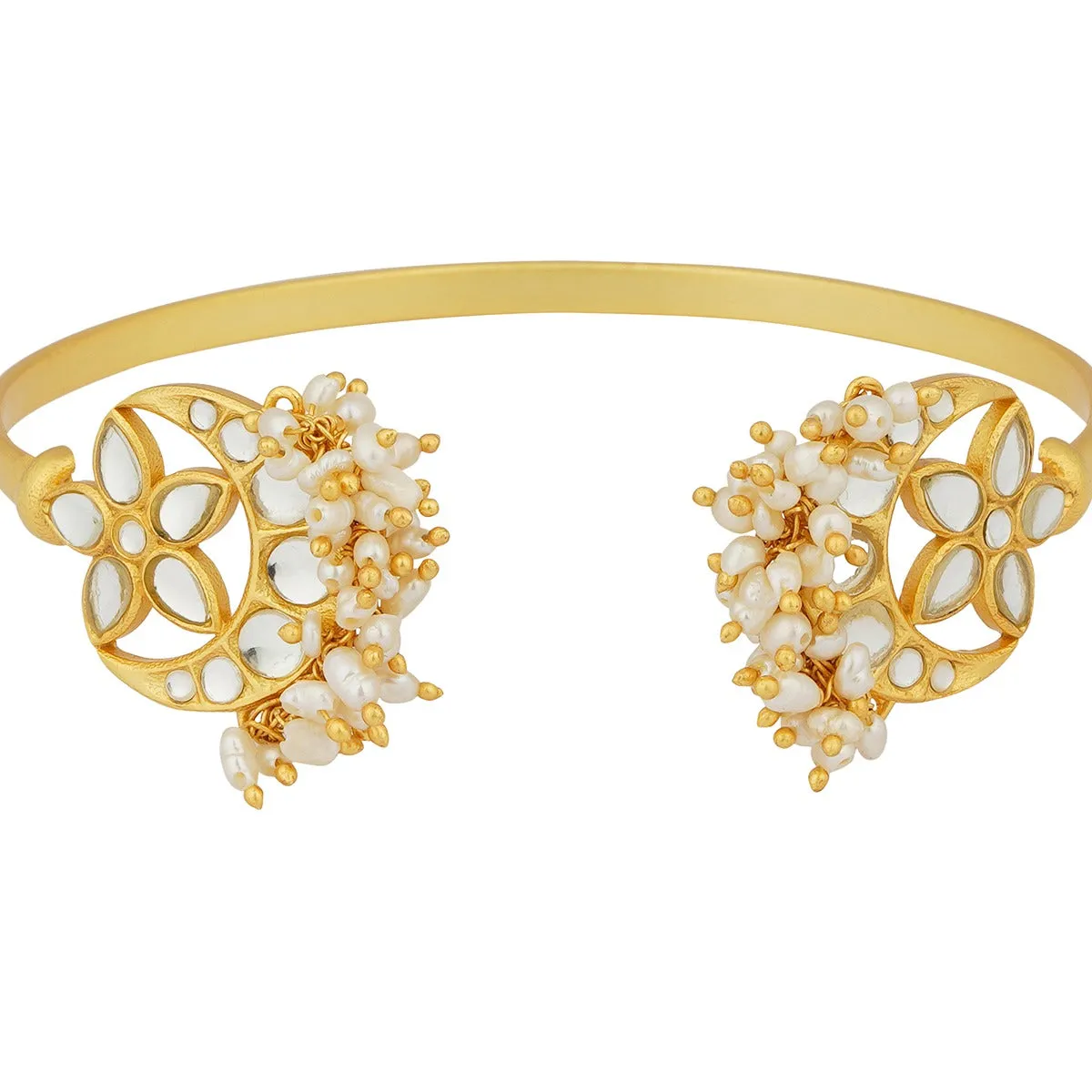 Chaand Phool Bracelet with Mirror Polki and Pearls