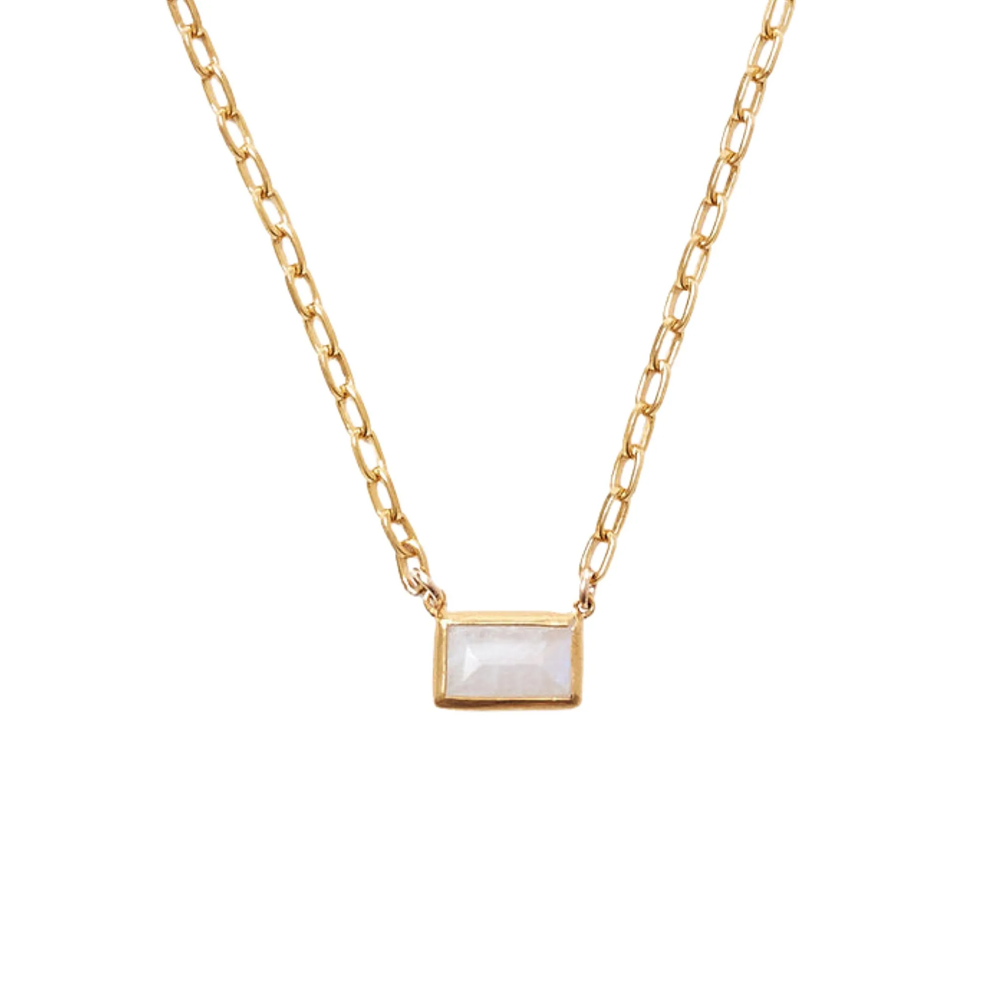 Chan Luu Rectangle Tab Pendant Necklace in Moonstone and Gold