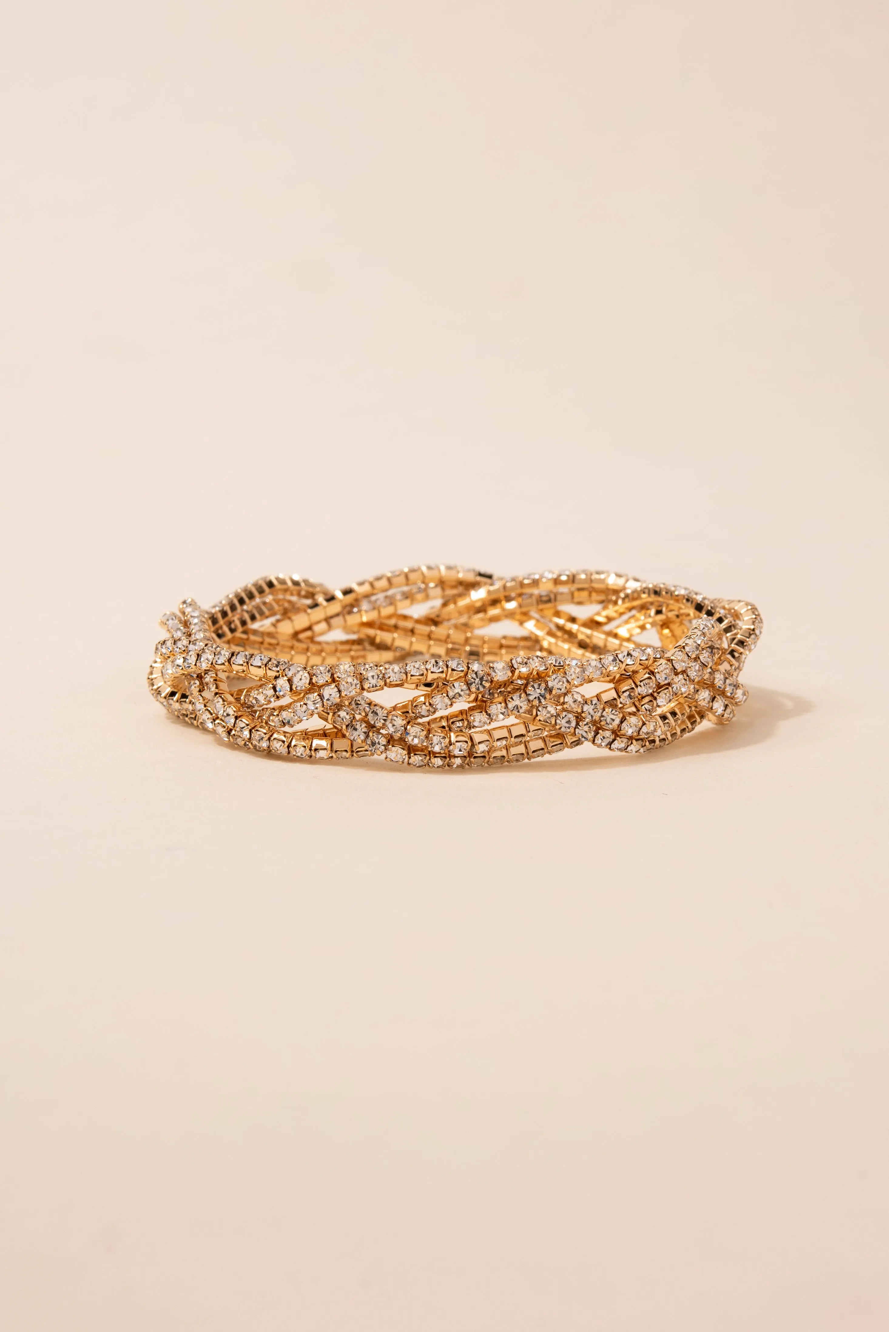 Charmed Braided Rhinestone Stretch Bracelet