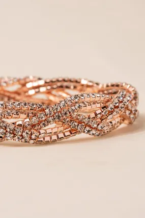 Charmed Braided Rhinestone Stretch Bracelet