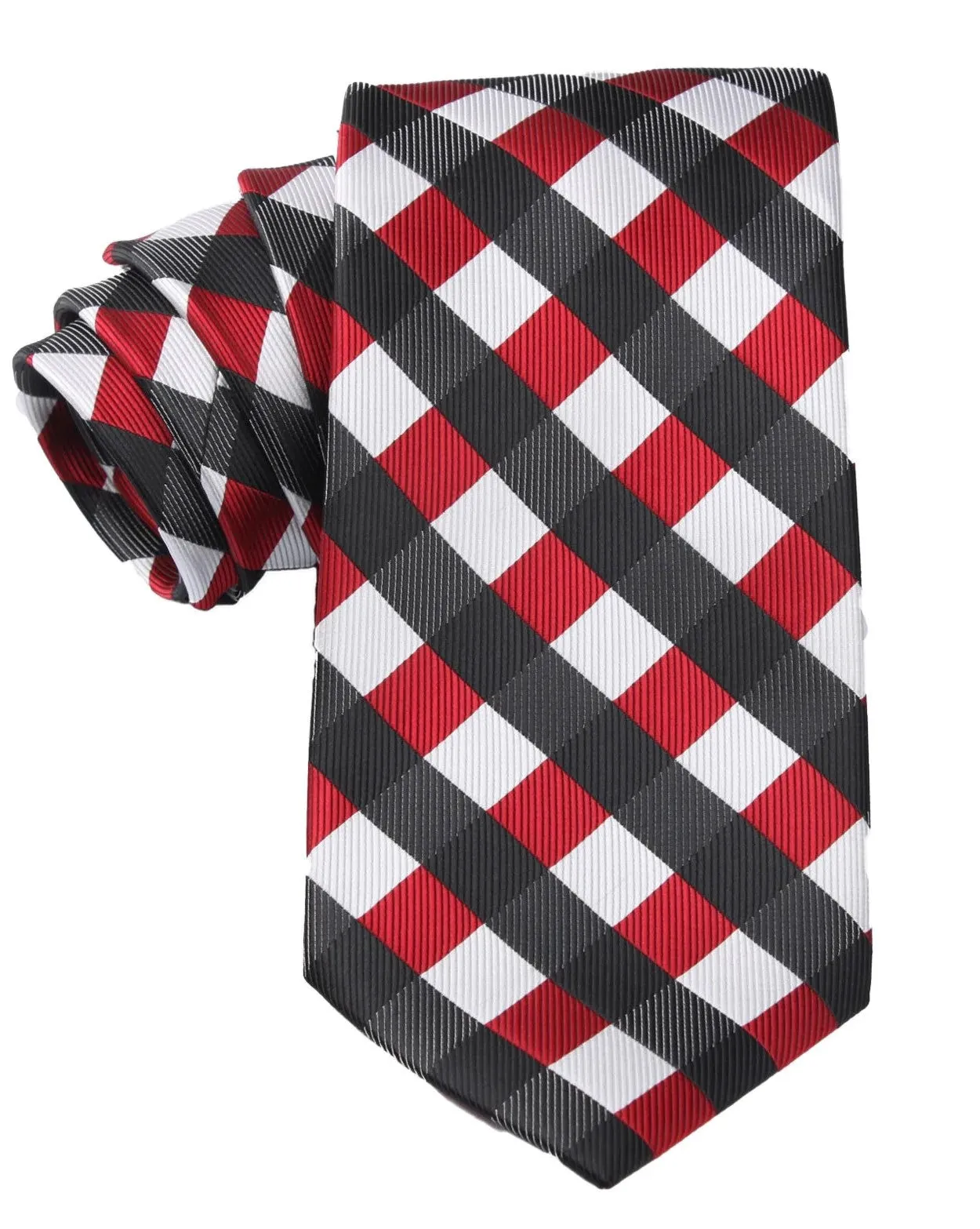 Check Tie - White, Black & Red