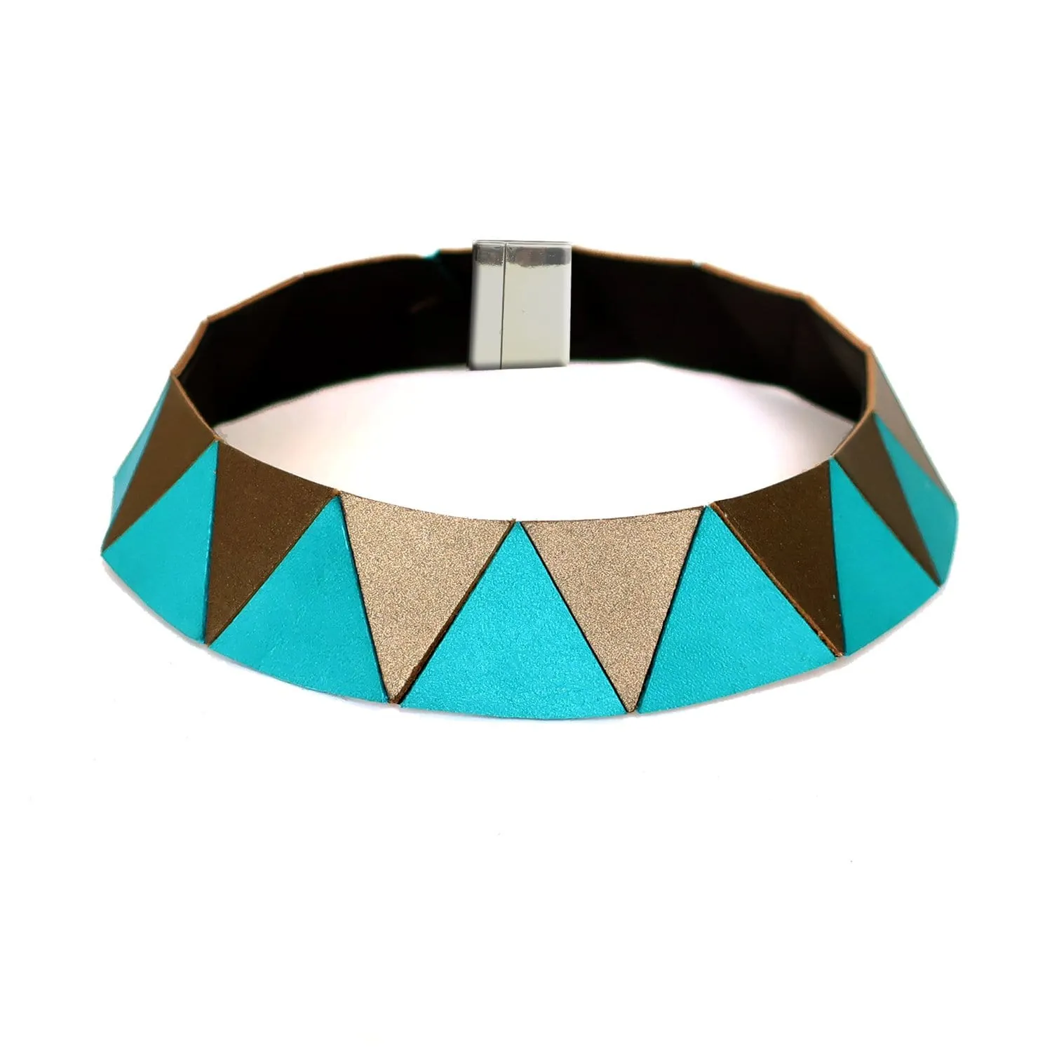 Cleopatra gold geometric leather choker