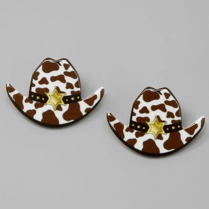 Cowgirl Hat Acrylic Stud Earrings