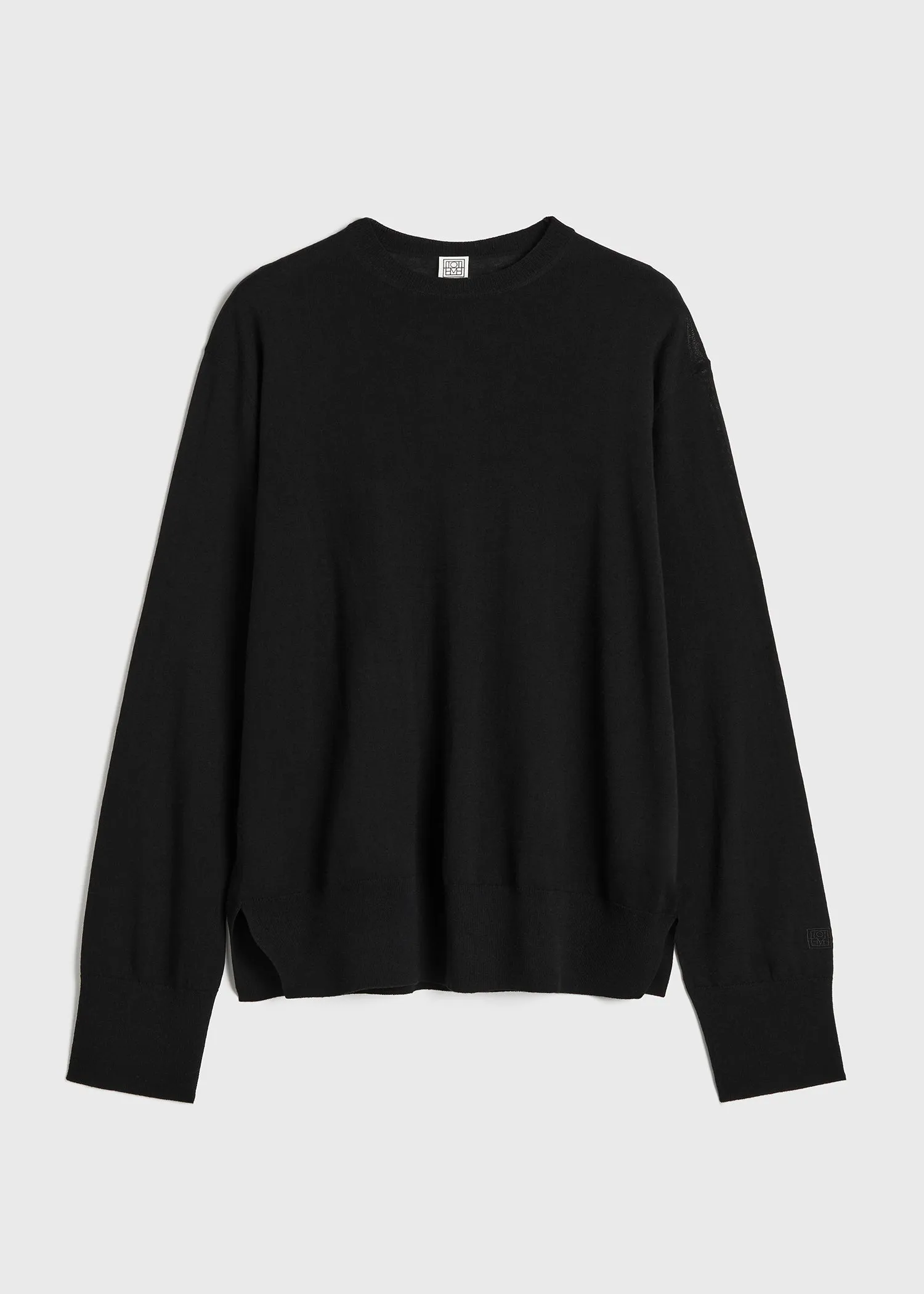 Crew-neck silk cashmere knit black