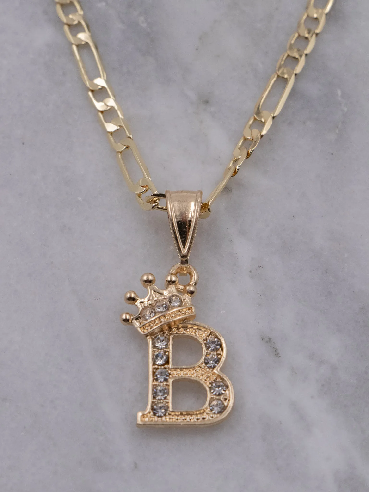 Crown Initial Letter Necklace