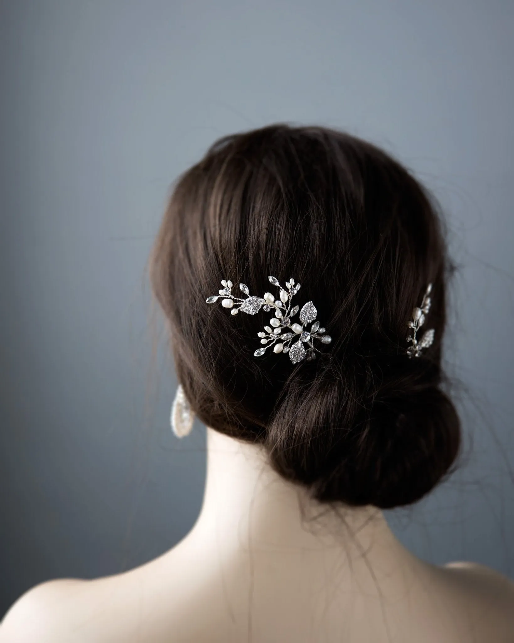 Crystal Leaves and Pearls Hair Pin Set