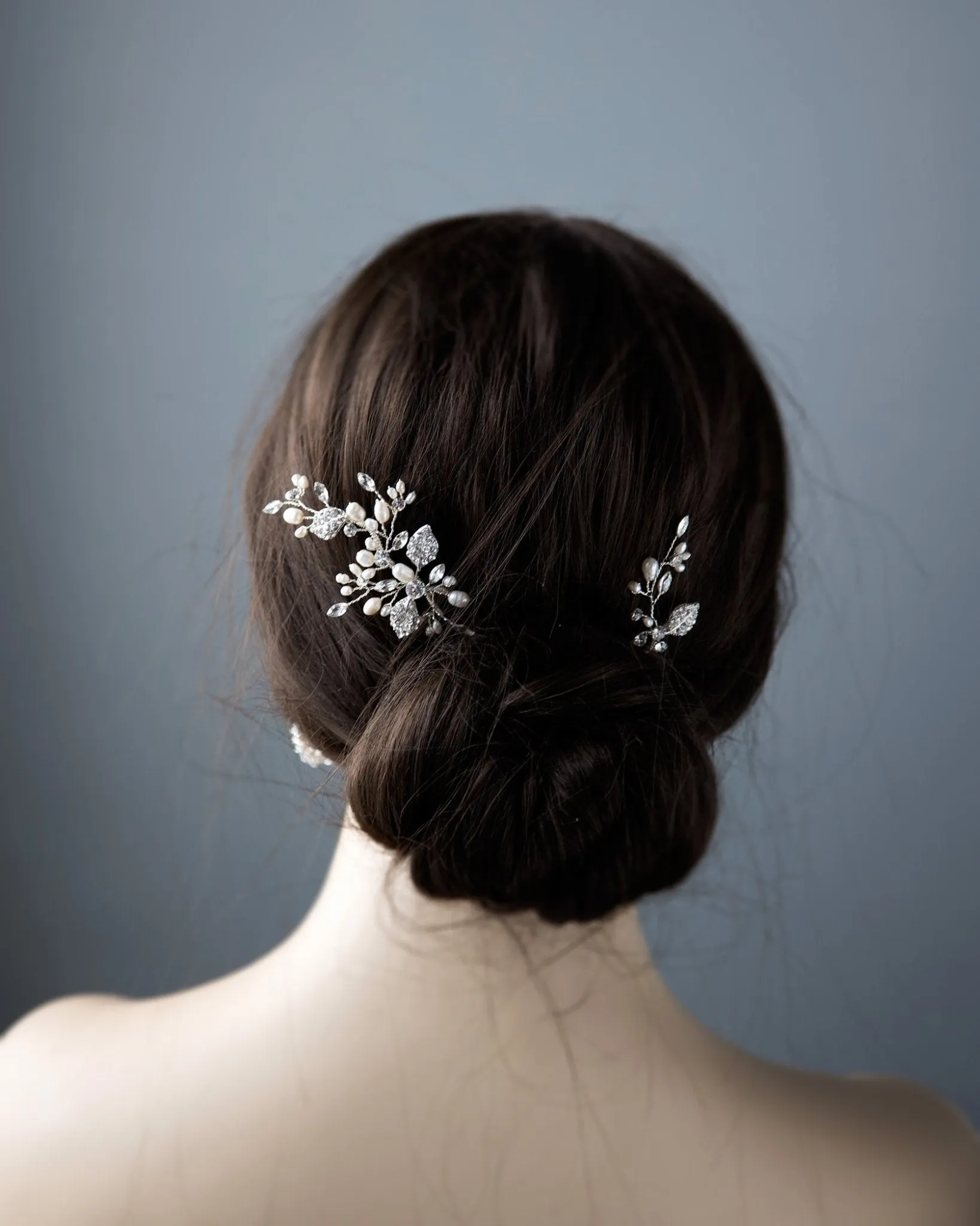 Crystal Leaves and Pearls Hair Pin Set