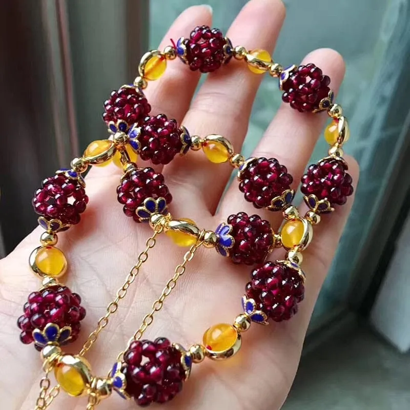 Cute Natural Garnet Stone Pomegranate Bracelet