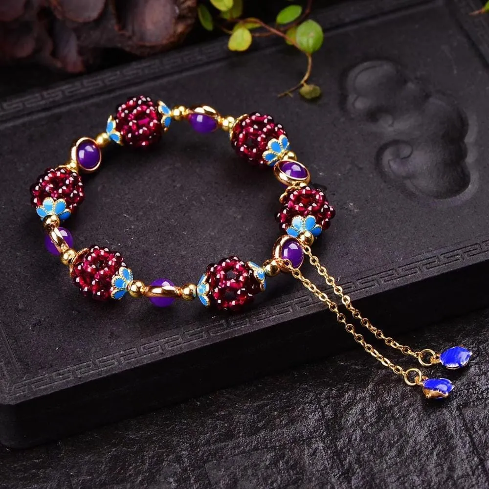 Cute Natural Garnet Stone Pomegranate Bracelet