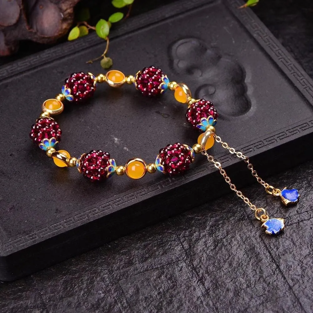 Cute Natural Garnet Stone Pomegranate Bracelet