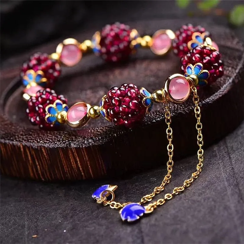 Cute Natural Garnet Stone Pomegranate Bracelet