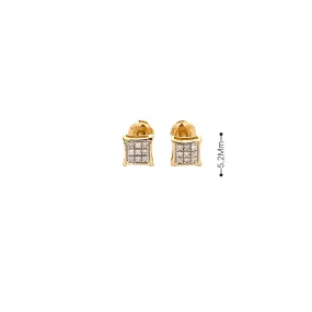 Diamond 0.05Ctw Small Square Shaped Earrings