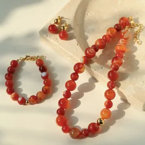 Elegance Red Onyx Necklace l Earring l Bracelet