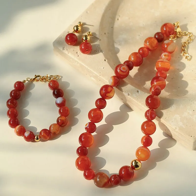 Elegance Red Onyx Necklace l Earring l Bracelet