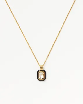 Enamel & Stone Pendant Necklace | 18ct Gold Plated Vermeil/Crystal Quartz