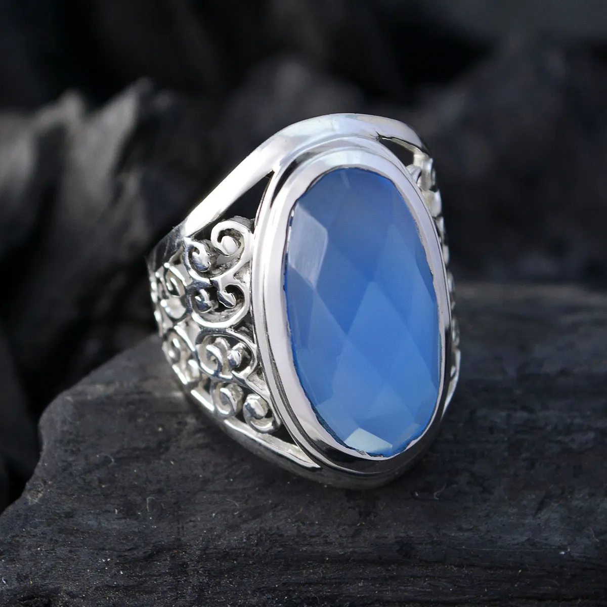 Enticing Gemstone Chalcedony Sterling Silver Ring Online Jewelry