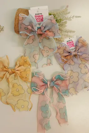 Floral Organza Bow Clip