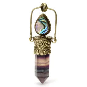 Fluorite Rainbow Obelisk Swing Pendant with Fine Abalone Cabochon # 76 -1