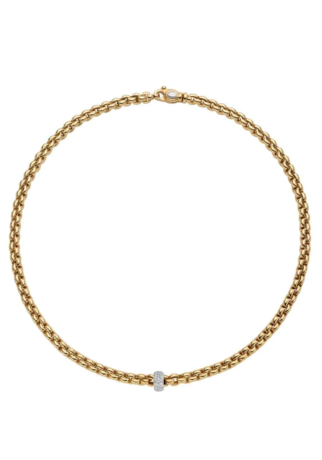 FOPE Flex'It Eka 18KYG Pave Diamond Bead Necklace | 24"