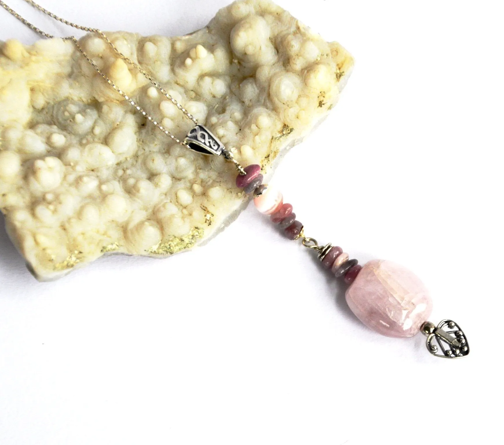 Forget Me Not Kunzite and Tourmaline Pendant