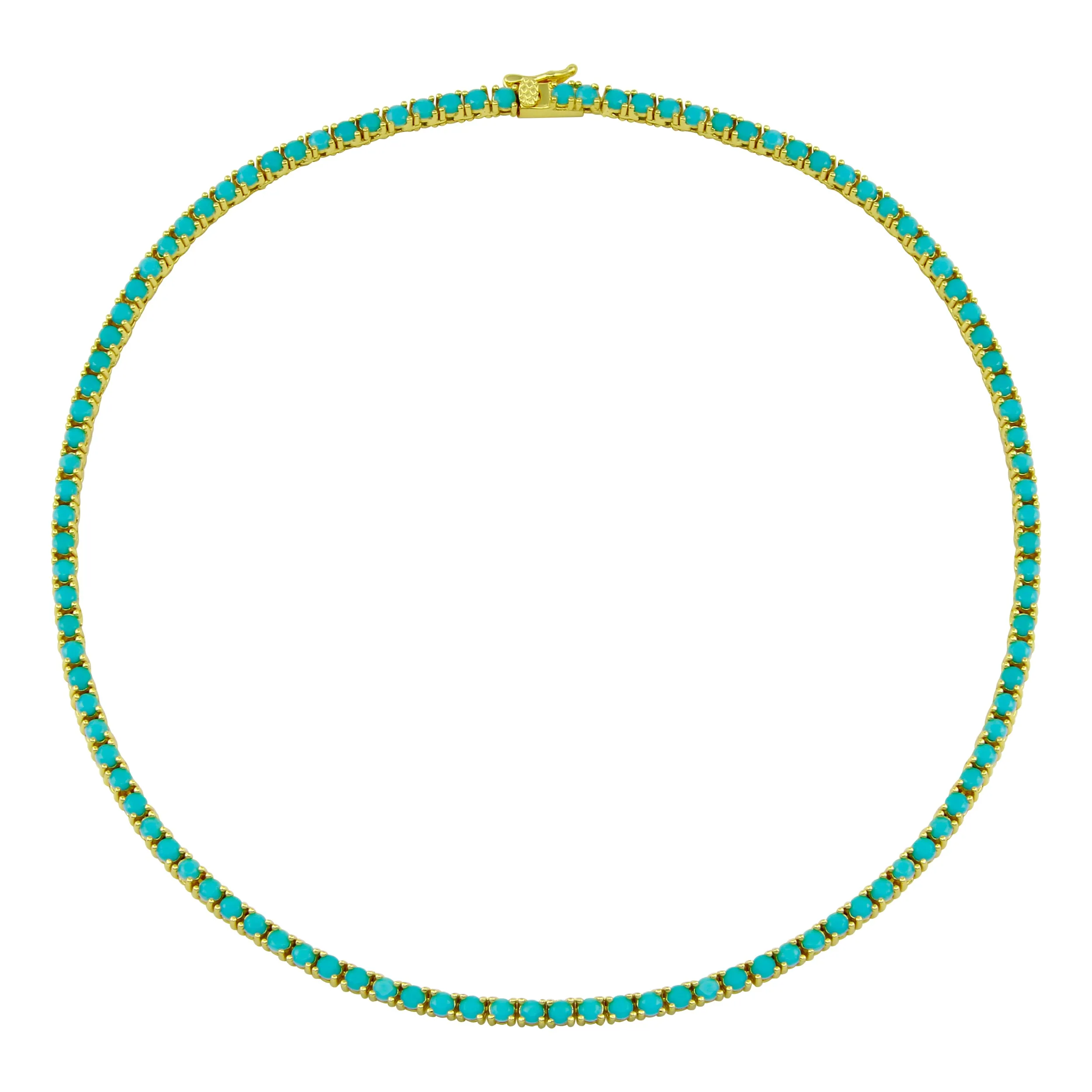 Gold Turquoise Tennis Necklace