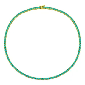 Gold Turquoise Tennis Necklace