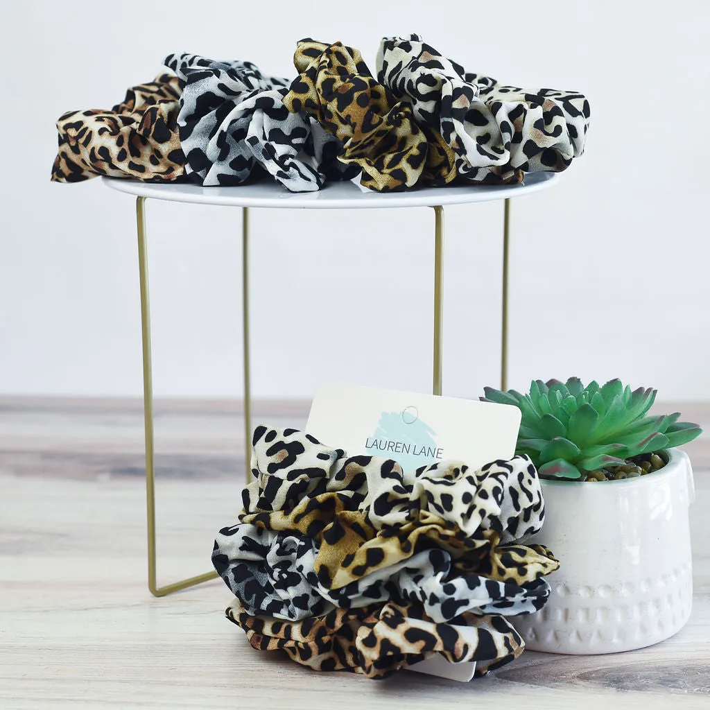 Hair Scrunch Set in Natural Leopard (Set of 4)