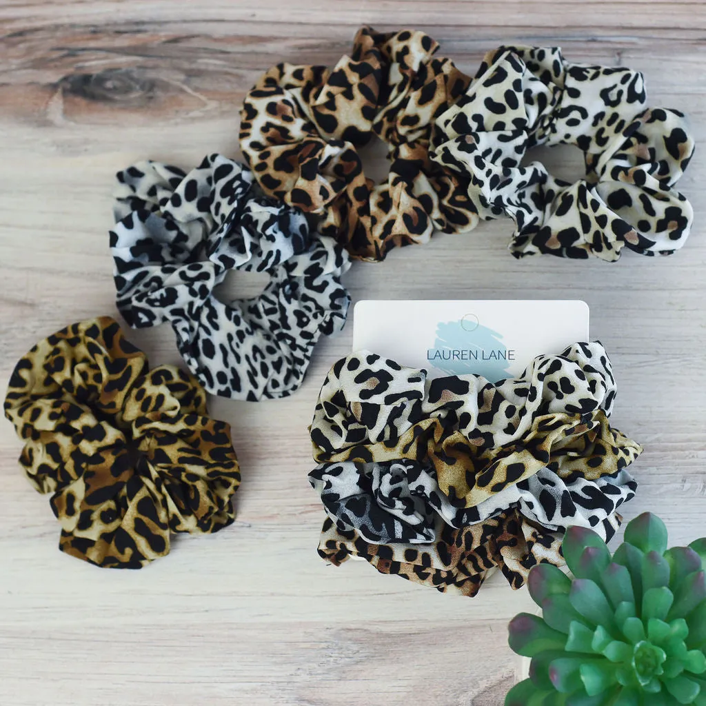 Hair Scrunch Set in Natural Leopard (Set of 4)