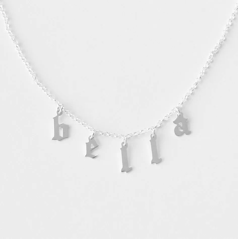 Hanging Gothic Name Necklace