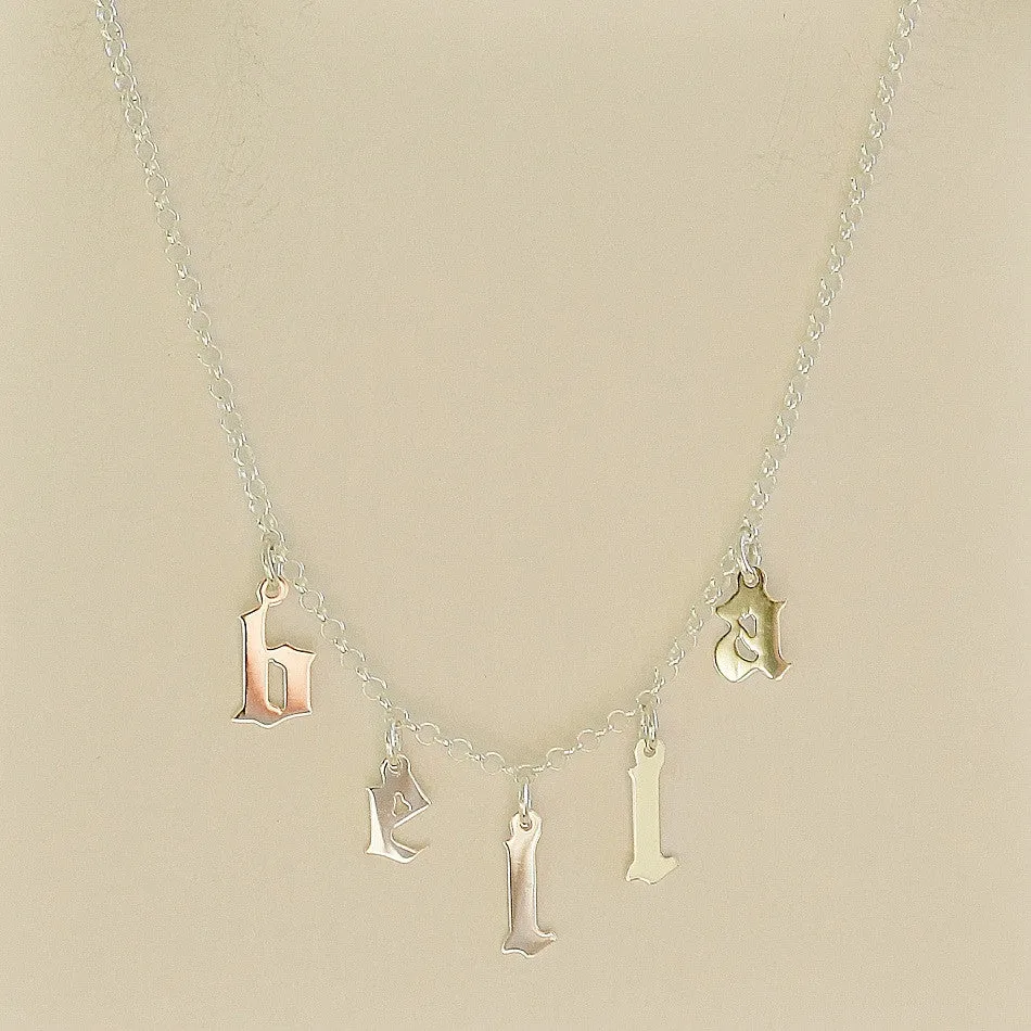 Hanging Gothic Name Necklace