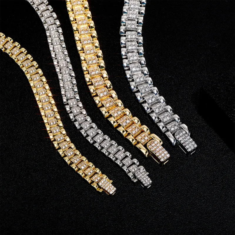 Hip Hop 10/14mm Full Diamond Necklace Bracelet