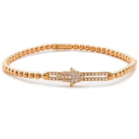 Hulchi Belluni Hamsa Bracelet Pave Diamond Moveable Station Rose Gold Stretch Stackable