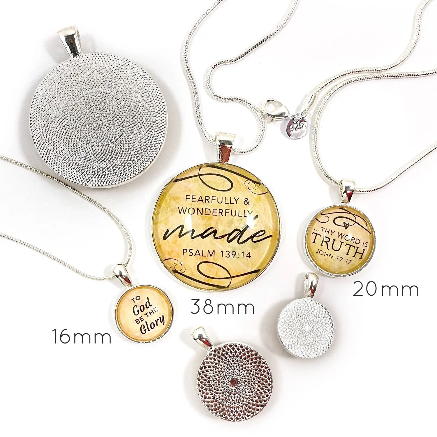 I AM Chosen, Ephesians 1:4 – Christian Affirmations Scripture Pendant Necklace (2 Sizes) – Jewelry Set