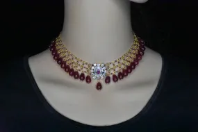 Jaali work Ruby Beeds Necklace