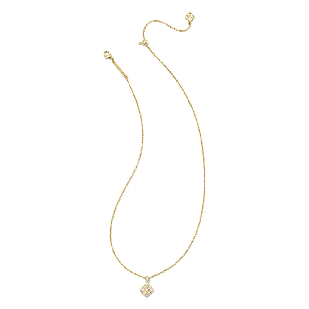 Kendra Scott Dira Crystal Pendant Necklace - Gold White Crystal