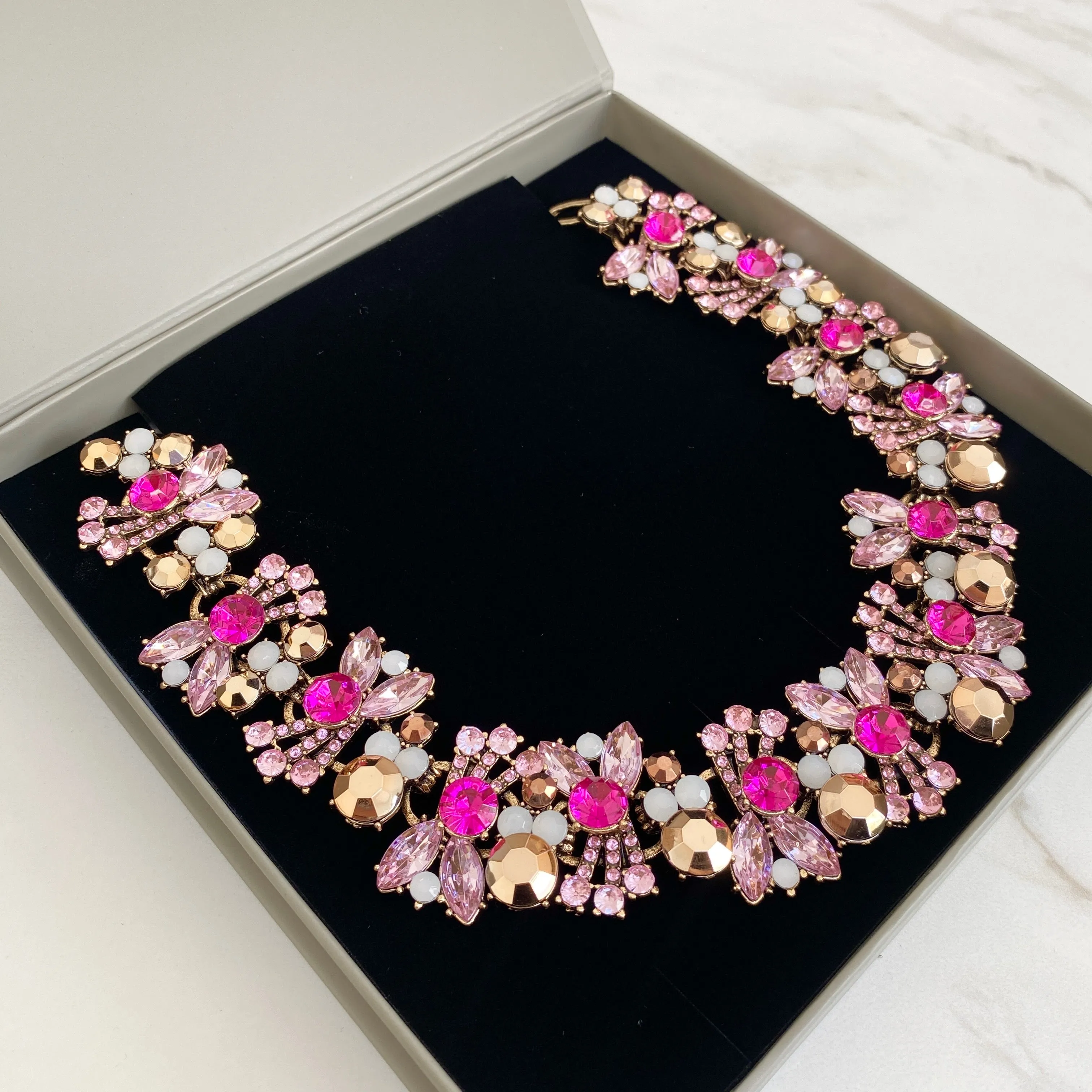 KIRA Pink & Gold Statement Necklace