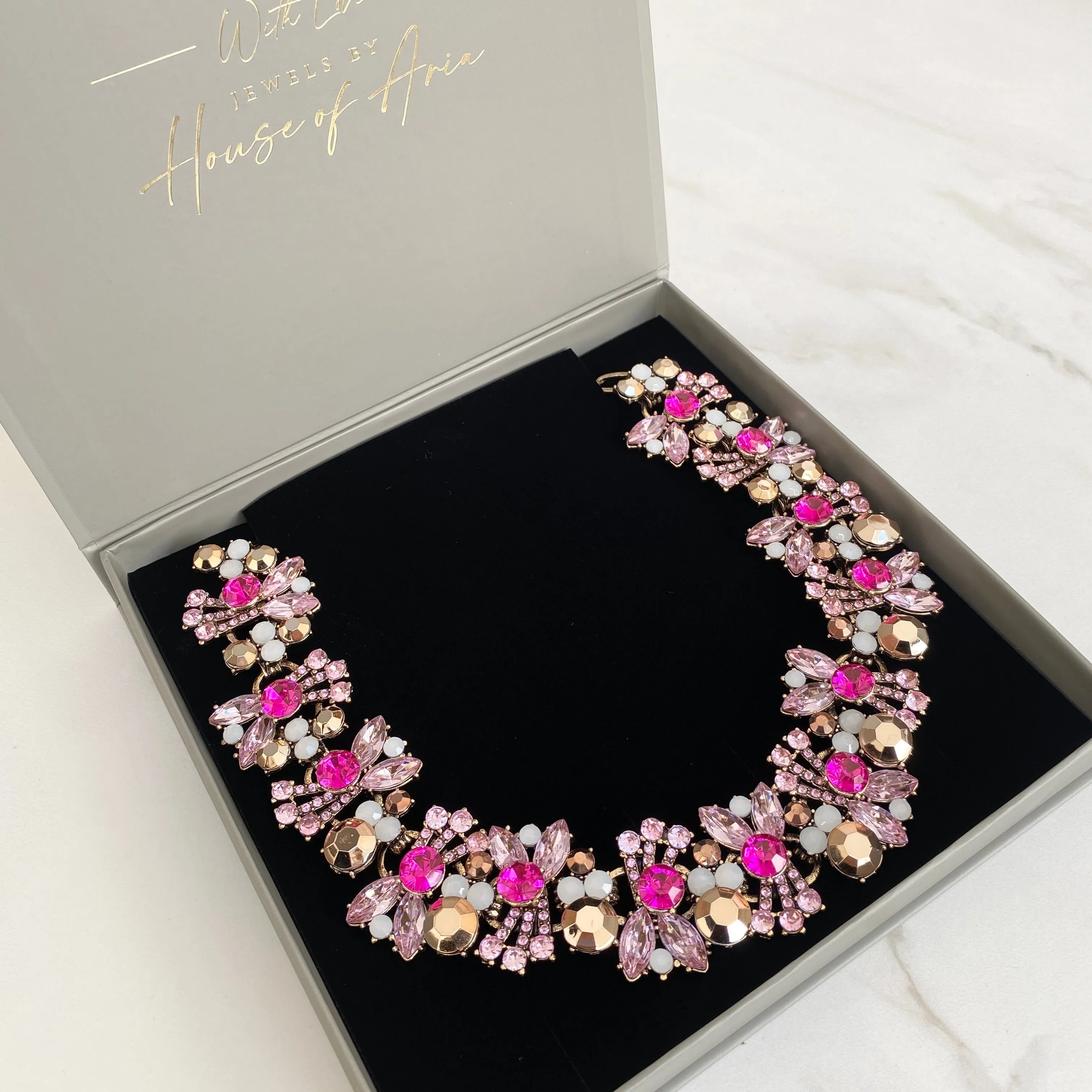 KIRA Pink & Gold Statement Necklace