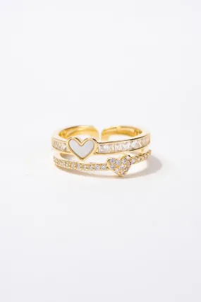 Kylie Double Heart CZ Rhinestone Ring