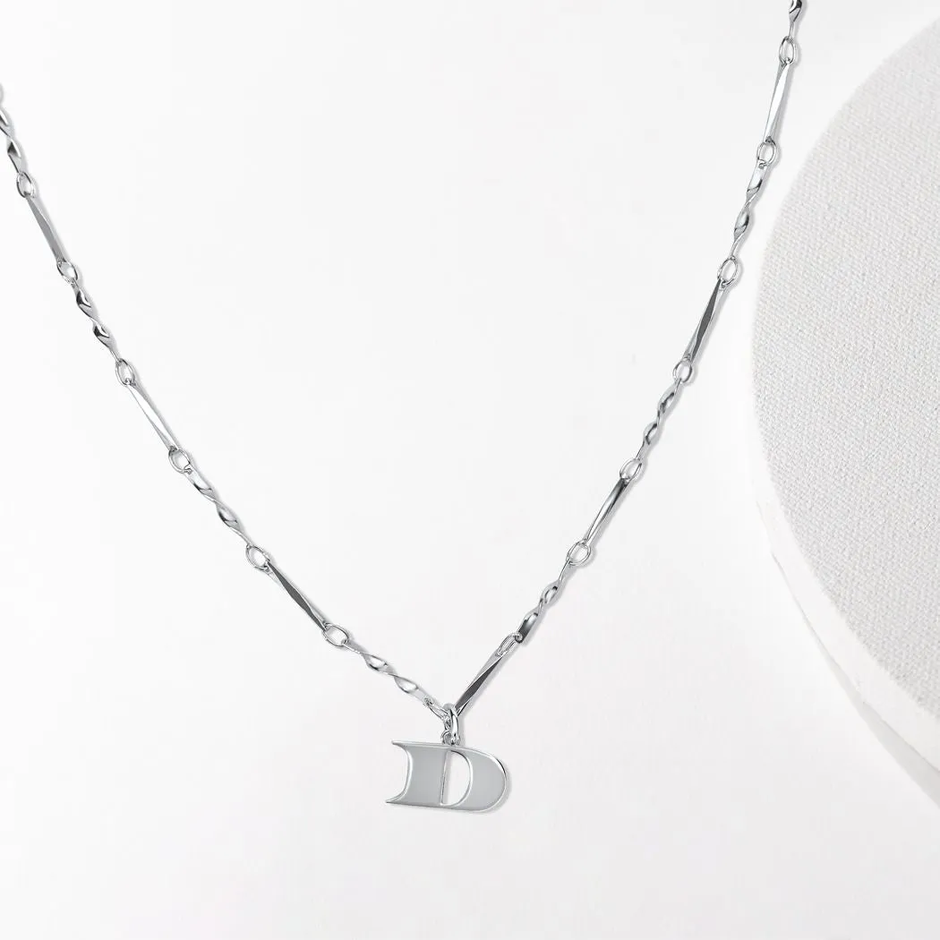 Letter Necklace (D) - Silver