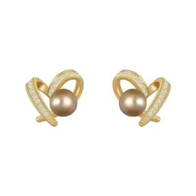 Luxury Elegant Heart Pearl Stud Earrings